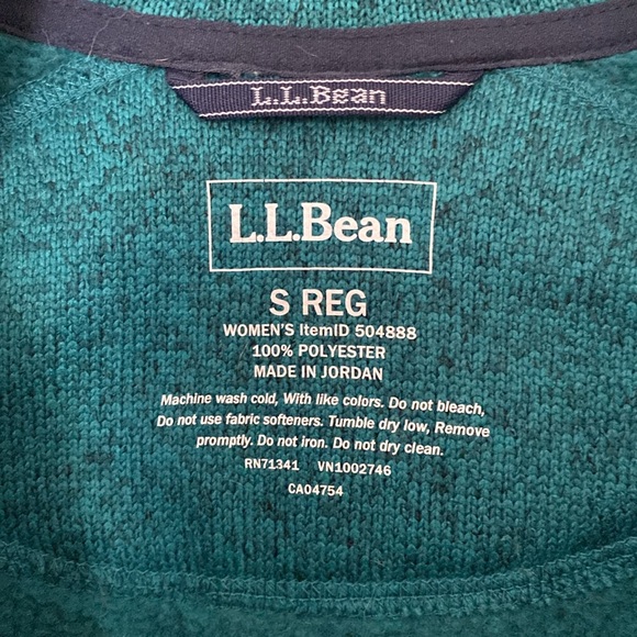 L.L.Bean Sweater Fleece Jacket Sz S REG Heather Teal - Picture 8 of 10